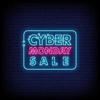 cyber segunda-feira venda sinais de néon estilo texto vetor