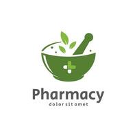 ervas farmacia logotipo modelo com vetor conceito
