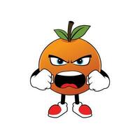 laranja fruta desenho animado mascote com Bravo face .ilustração para adesivo ícone mascote e logotipo vetor
