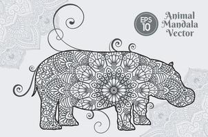 estilo arte de linha de mandala animal vetor