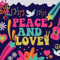 Design de vetor de paz e amor