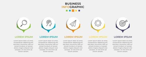 modelo de negócio de design de infográfico de vetor com ícones e 5 opções ou etapas