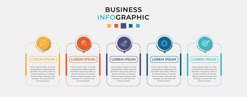 modelo de negócio de design de infográfico de vetor com ícones e 5 opções ou etapas