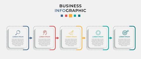 modelo de negócio de design de infográfico de vetor com ícones e 5 opções ou etapas