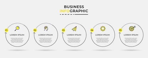 modelo de negócio de design de infográfico de vetor com ícones e 5 opções ou etapas