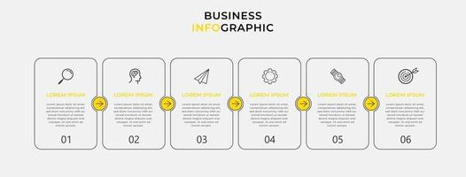 modelo de negócios de design de infográfico de vetor com ícones e 6 opções ou etapas