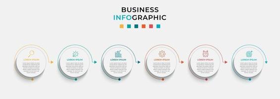 modelo de negócios de design de infográfico de vetor com ícones e 6 opções ou etapas