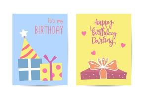 conjunto de ilustração de design de cartões de aniversário vetor