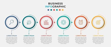 modelo de negócios de design de infográfico de vetor com ícones e 6 opções ou etapas