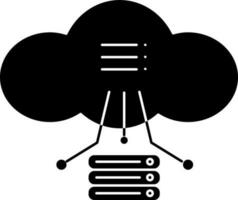 Preto e branco nuvem Informática servidor ícone ou símbolo. vetor