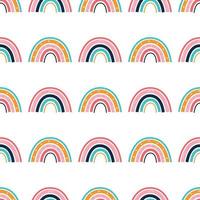 um arco-íris multicolorido brilhante em um fundo branco vetor padrão sem emenda decoração de papel de parede para crianças pôsteres, cartões postais, roupas e decoração de interiores