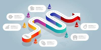 elemento de apresentação de infográficos isométricos de estrada vetor