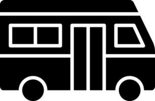 Preto e branco ônibus ícone dentro plano estilo. vetor