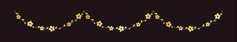 dourado suspensão flor festão vetor ilustração. simples ouro floral botânico Projeto elementos para Primavera.