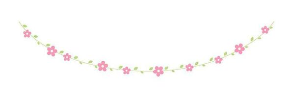 suspensão videiras com Rosa flores festão vetor ilustração. simples mínimo floral botânico Projeto elementos para Primavera.