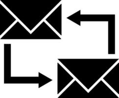 Preto e branco enviar ou envelope transferir ícone dentro plano estilo. vetor