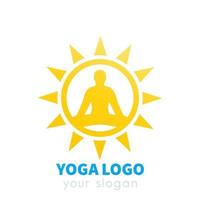 logotipo de vetor de ioga com sol