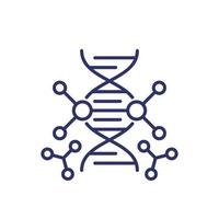 ícone de engenharia genética e linha de modificação de DNA vetor