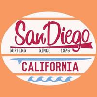 califórnia san diego tipografia tshirt impressão design etiqueta de crachá de vetor de verão
