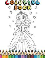 coloração livro para princesas é mostrando com a palavras Princesa em a topo vetor