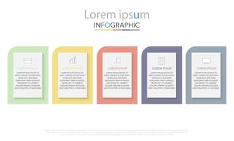 modelo infográfico em modelo de 5 etapas para apresentação de gráfico de diagrama e gráfico vetor