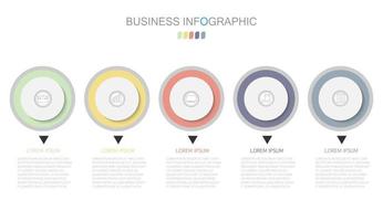 modelo infográfico em modelo de 5 etapas para apresentação de gráfico de diagrama e gráfico vetor