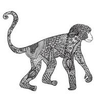 esboço desenhado à mão ornamental de macaco vetor