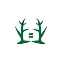 logotipo da casa na árvore verde vetor
