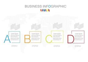 modelo de infográfico em modelo de 4 etapas para apresentação de gráfico de diagrama e gráfico vetor