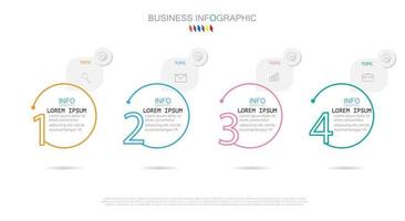 modelo de infográfico em modelo de 4 etapas para apresentação de gráfico de diagrama e gráfico vetor