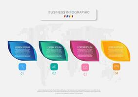 modelo de infográfico em modelo de 4 etapas para apresentação de gráfico de diagrama e gráfico vetor