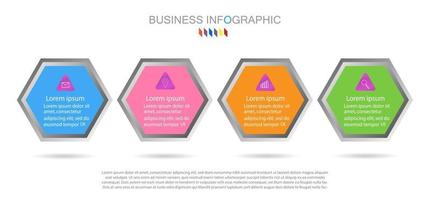 modelo de infográfico em modelo de 4 etapas para apresentação de gráfico de diagrama e gráfico vetor