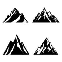 montanhas logotipo conjunto vetor Preto e branco silhueta plano Projeto ilustração
