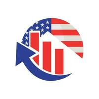 crescimento econômico, financeiro, e América ótimo novamente logotipo e vetor