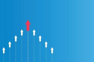 têm liderança ou conceitos diferentes com instruções em papel vermelho e branco de insetos voadores e linhas de rota em um fundo azul vetor