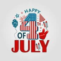 EUA independência dia 4º do Julho fundo com nos bandeira Prêmio vetor. nacional feriado festivo ilustração. vetor