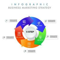 infográfico modelo 5 degrau para o negócio marketing estratégia vetor