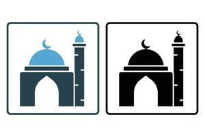 mesquita ícone. ícone relacionado para islâmico mesquita. sólido ícone estilo Projeto. simples vetor Projeto editável