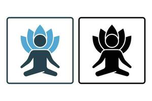 ioga ginástica ícone. meditação pessoas com lótus. ícone relacionado para saudável vivendo. sólido ícone estilo Projeto. simples vetor Projeto editável