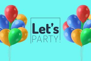 realista coloful balões Diversão festa evento celebração Projeto vetor