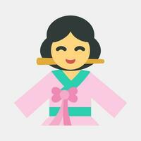 ícone sul coreano mulher. sul Coréia elementos. ícones dentro plano estilo. Boa para impressões, cartazes, logotipo, anúncio, infográficos, etc. vetor