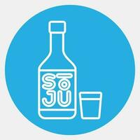 ícone soju coreano álcool. sul Coréia elementos. ícones dentro azul volta estilo. Boa para impressões, cartazes, logotipo, anúncio, infográficos, etc. vetor