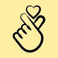ícone coração símbolo com dedo mão. sul Coréia elementos. ícones dentro mão desenhado estilo. Boa para impressões, cartazes, logotipo, anúncio, infográficos, etc. vetor