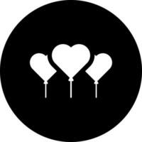 corações balões glifo ícone dentro plano estilo. vetor