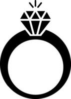 diamante anel glifo ícone dentro plano estilo. vetor