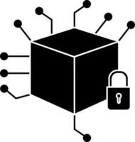 Preto e branco privado blockchain servidor ícone. vetor