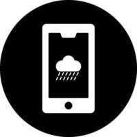 clima aplicativo dentro Smartphone ícone dentro Preto e branco cor. vetor