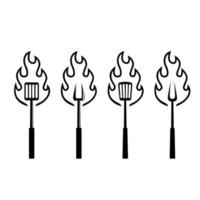 conjunto coleção churrasqueira churrasqueira ícone ferramentas vetor logotipo design preto premium simples