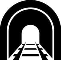 subterrâneo estrada de ferro túnel ícone dentro Preto e branco cor. vetor