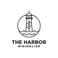 design de logotipo de linha de farol de minimalismo premium vintage vetor